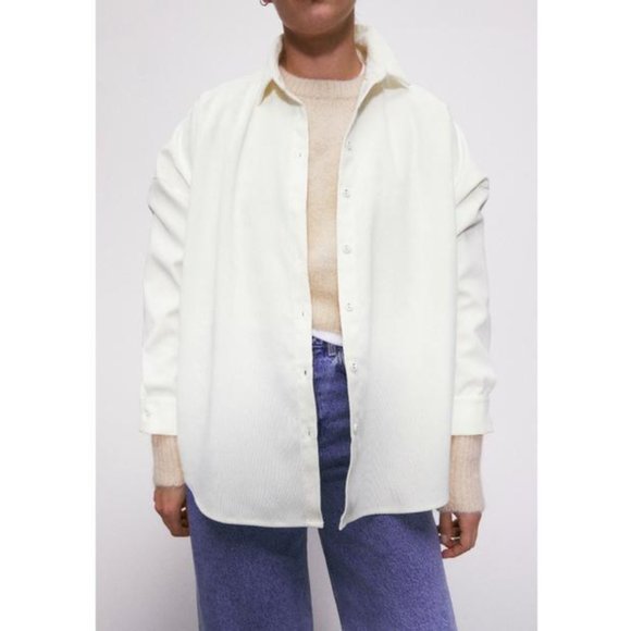 Zara Tops - Zara Oversized Corduroy Shirt in Oyster White